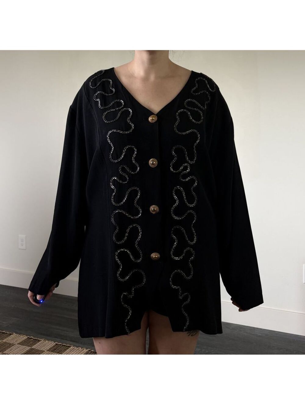 Vintage Jacket Top Long Braided Applique Witchy Goth Whimisigoth2XL